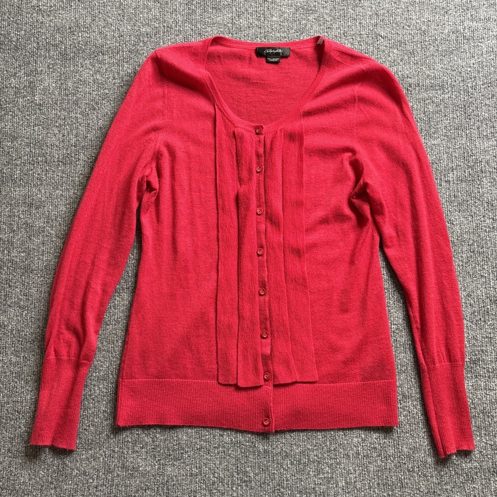 Christopher Fischer Cashmere Red Cardigan Sweater Women's Large